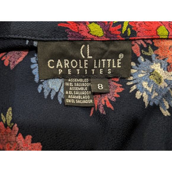 Vintage 90s Top Skirt Set Carole Little Floral Art to Wear Size 8 10 Petite Flaw - Picture 7 of 16